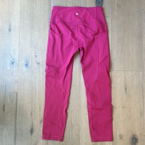 Lululemon All The Right Places, 23” cropped leggings, size 6, Ruby Wine color